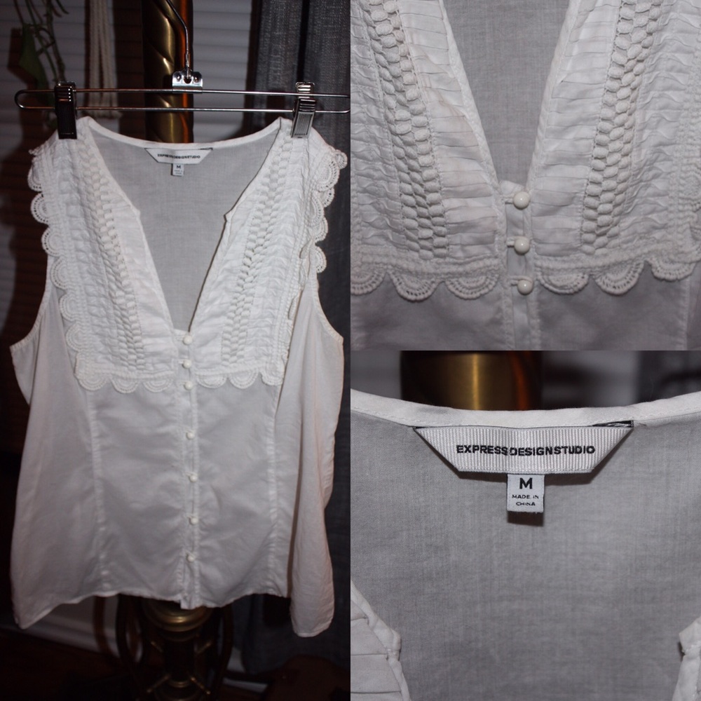 Express ruffled button up tank